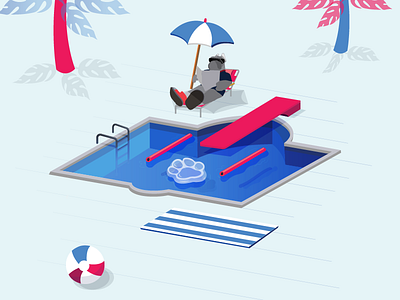 Summer Relaxing beach bulldog desales illustration illustrator pool pool party relax swim university vector