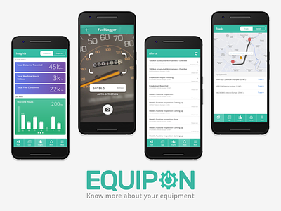 Equipon - Digitizing Heavy Equipment Management alerts charts equipment equipon insights map notifications ocr odometer trace track vehicle tracking
