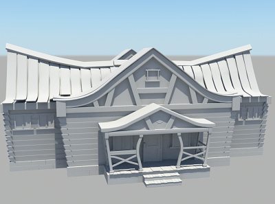 3D Cartoon House Model 3d bright cartoon door house hut model