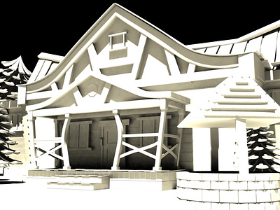 3D Cartoon House Model Vintage Lighting