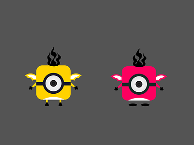 cute monsters minion like flying minimons 2d charater cute flat flying game hairstyle jumping minimon minion
