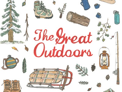 The Great Outdoors (Calendar) 2014 calendar camping design gouache hand lettered hiking illustration nature outdoors painting trees