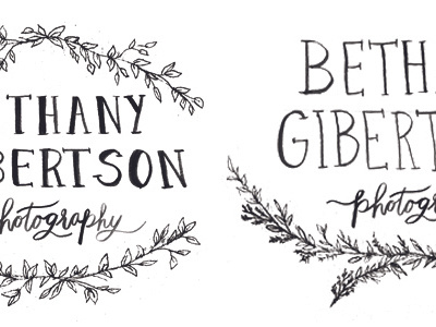 Sketches- Bethany Gilbertson Photography Logo custom design golden pines paper shop hand drawn hand lettering illustration in process logo sketch typography