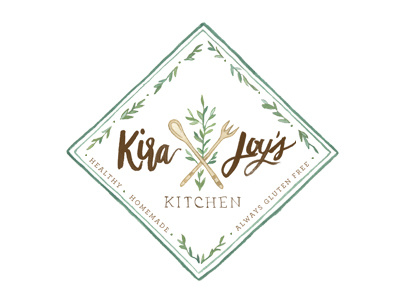 KJK Logo botanical branding cooking custom logo drawing hand lettered illustration kira joys kitchen logo kitchen leaves logo painting