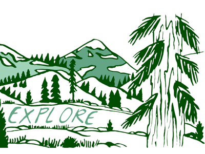 Explore Mug Design adventure design explore illustration mountains nature pine trees