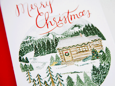 Merry Christmas Cabin cabin christmas christmas cards greeting cards holiday cards merry christmas paper goods