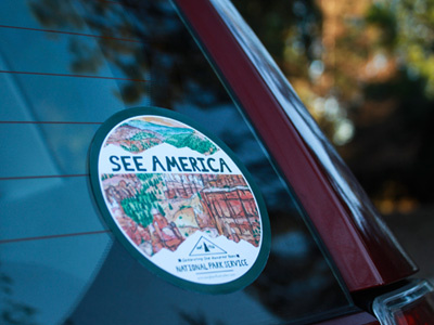 See America Sticker Design bumper sticker erin vaughan handmade illustration national parks nps roadtrip see america sticker design