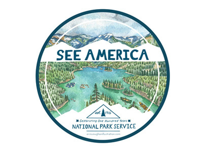 See America Sticker #2 Design bumper sticker camping handmade illustration mountains national park service national parks nature see america sticker design trees