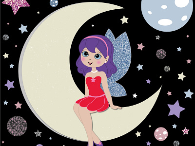 MOON FAIRY artprint childrens illustration illustration illustrator screenprint surface design textile design