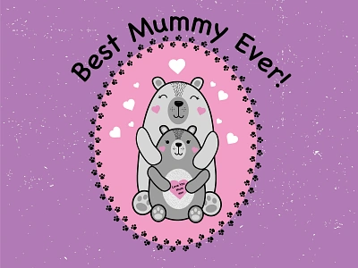 Mother's Day Graphic artprint celebration childrens illustration cutebear design greetingcard illustrator mothersday screenprint surface design textile design