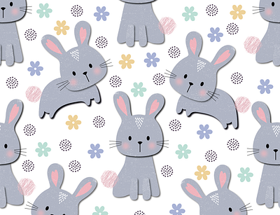 Bunny Rabbit Repeat Pattern bunny childrens illustration cute animal illustrator rabbit repeat pattern surface design surface pattern textile design