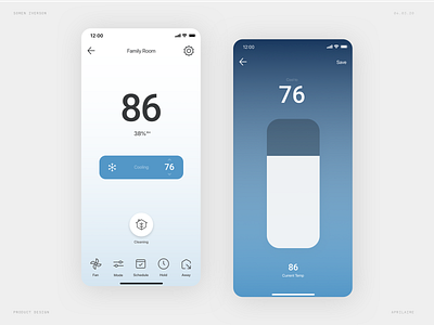 Aprilaire - Thermostat air conditioner blue clean ios minimal mobile mobile app mobile app design simple slider temperature ui ux