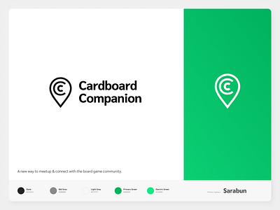 Cardboard Companion Branding brand branding branding and identity branding design cardboard clean green location logo logo design logotype minimal minimalist pin sarabun vector