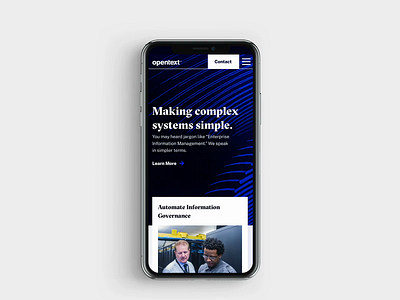 Open Text Redesign Mobile b2b blue clean corporate digital enterprise flat minimal mobile mobile ui technology ui ux web website design