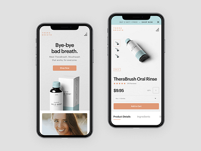 TheraBreath Website Redesign clean digital flat iphone minimal mobile ui mouthwash simple ui ux web website website design