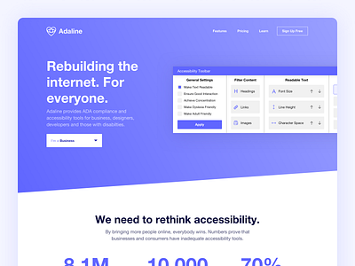 ADA Compliance Website Homepage accessibility blue clean clean ui compliance digital flat homepage minimal saas simple ui ux web web design website