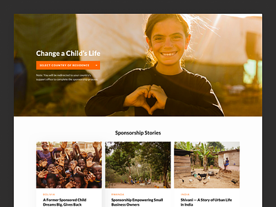 World Vision Page Designs & Photography branding charity clean design desktop digital flat lato minimal non profit orange simple ui ux web website world vision