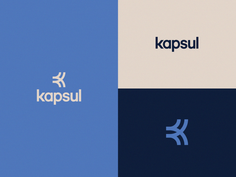 Kapsul Logo air conditioner app blue branding calibre clean flat k logo kapsul minimal minimalist modern logo modernist simple typography wifi logo