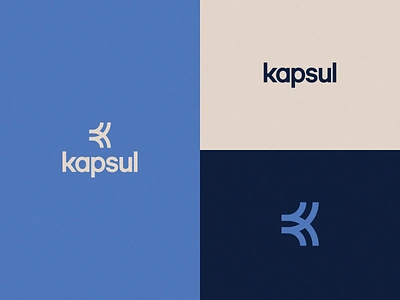 Kapsul Logo air conditioner app blue branding calibre clean flat k logo kapsul minimal minimalist modern logo modernist simple typography wifi logo