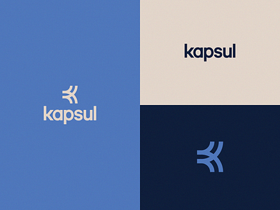 Kapsul Logo air conditioner app blue branding calibre clean flat k logo kapsul minimal minimalist modern logo modernist simple typography wifi logo