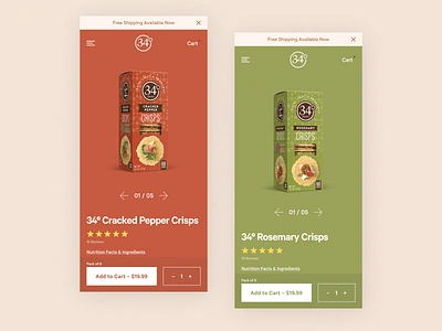 34 Degrees Mobile PDP clean cpg design digital ecommerce flat food ios minimal mobile mobile web product simple ui ux web website