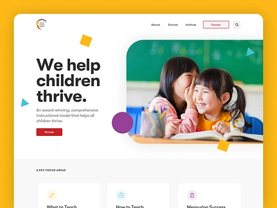 Kids Nonprofit Website Homepage clean digital education flat homepage kids minimal minimalist nonprofit simple typography ui ux web website