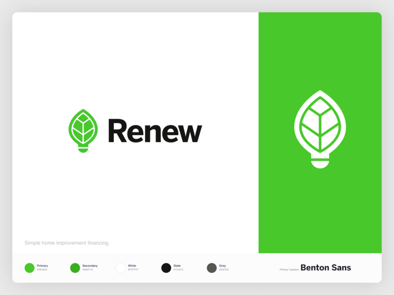 Renew Financial Logo Refresh brand brand identity branding clean design flat green leaf light logo minimal minimalist modernist simple typography vector