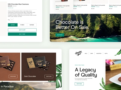 Hawaiian Host Ecommerce Designs chocolate clean design digital ecommerce flat hawaii minimal plant shopify simple template typography ui ux web