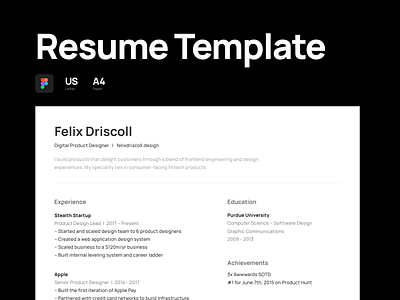 Resume Template Designs Themes Templates And Downloadable Graphic Elements On Dribbble