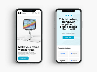 Heckler Mobile Website blue clean design digital ecommerce flat minimal minimalist mobile simple typography ui ux web webdesign website