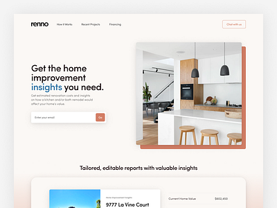 Renno Insights beige clean design digital flat landing page minimal real estate renno simple ui web website zillow