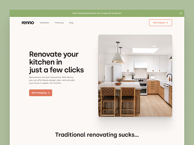 Renno Homepage clean digital flat homepage marketing minimal renno renovation simple typography ui ux web website