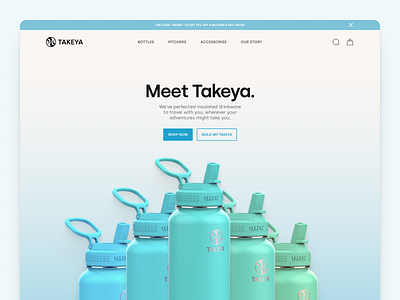 Takeya Homepage blue bottle ecommerce flat homepage landing page minimalist simple takeya ui ui design water bottle web website design