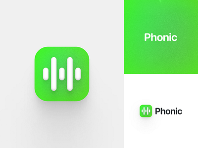 Phonic Logo app audio branding grain ios logo logo design minimalist phonic sf pro rounded simple sound sound waves swiftui typography