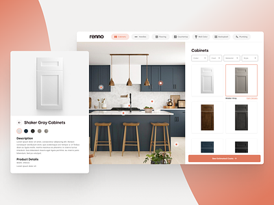 Renno Design Planner clean design planner digital filtering flat home decor interior design minimal orange product detail renno renovation simple sorting ui web