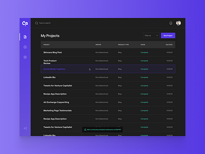 Compose.ly Dashboard – Dark Mode