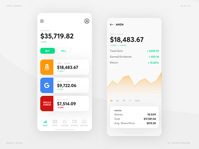 M1 Finance Redesign app app design clean digital fintech flat investing ios iphone minimal mobile simple stock ui