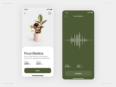 Plant Acoustics App audio clean digital flat ios minimal plant product design simple sounds ui web