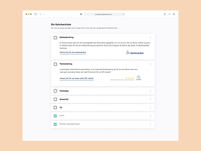 Checklist page for a swedish startup checklist dash dashboard design minimal startup sweden ui web