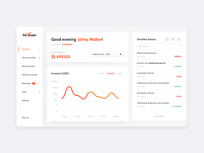 Payoneer Design Concept bill clean dashboard design minimal modern money pay payment