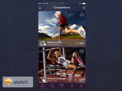 Sport iOS app freebie application design free freebie interface ios iphone layout sketch template ui user interface