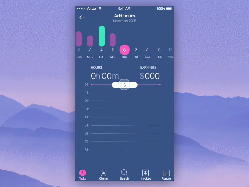 Time tracker concept animation app appdesign flat gif interface iphone principle ui ux