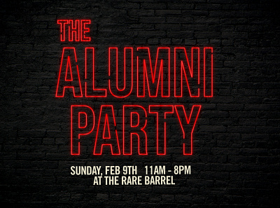 The Alumni Party alumni beer brewery craft beer craftbeer design flyer neon red typogaphy