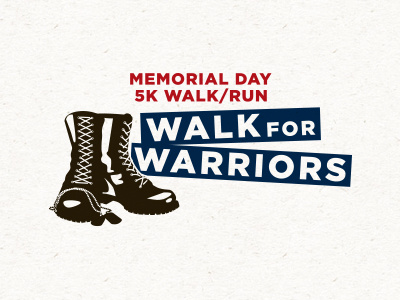 Memorial Day 5K Run/Walk logo blue boots logo memorial day patriotic red veterans white