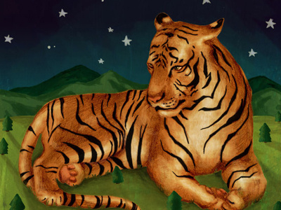 Giant Tiger animals art etsy illustration nature painting print tiger