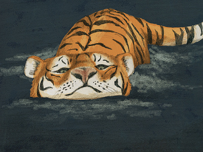 Swimming animal art big cat cat cute digital drawing graphite illustration painting tiger wacom