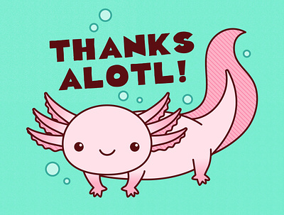 Thanks alotl! animals art axolotl card cute design funny greeting card illustration mexican nature pink product design products pun thank you thanks vector