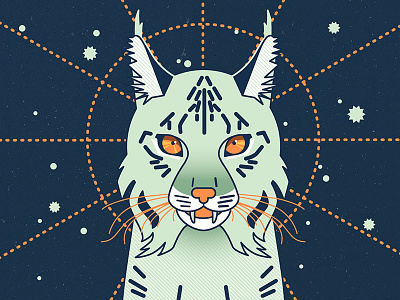 Mystical Lynx animals art print blue cat cute etsy illustration lynx magical mystical society6 vector