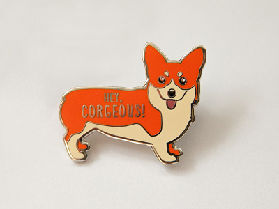 Corgi Enamel Pin animals corgi cute dog enamel pin etsy illustration orange pins products vector