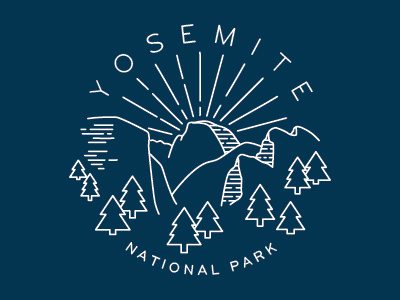 Yosemite National Park button half dome logo mountains national park nature outline t-shirt trees yosemite